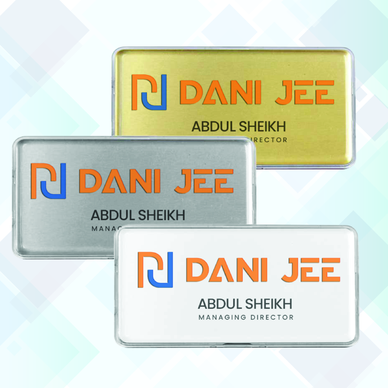 retangulart Metal Name Badges in Gold and Silver colors-03